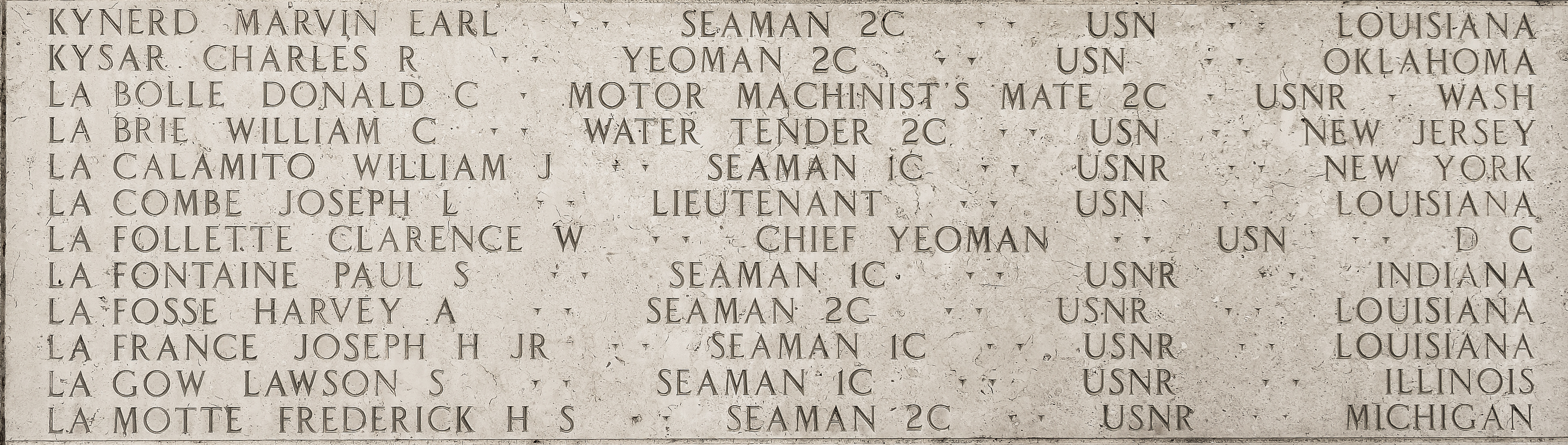 Frederick H. S. La Motte, Seaman Second Class